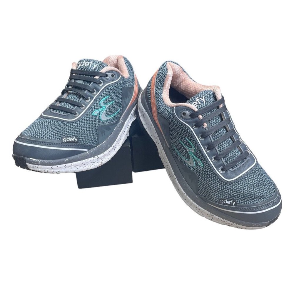 Gravity Defyer Womens GDefy Mighty Walk Sneakers Shoes Gray Pink Teal Size 10